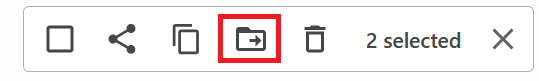 Highlighting the top folder action buttons. The move icon is highlighted.