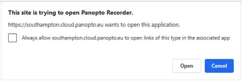 A Windows message box asking permission to switch apps.