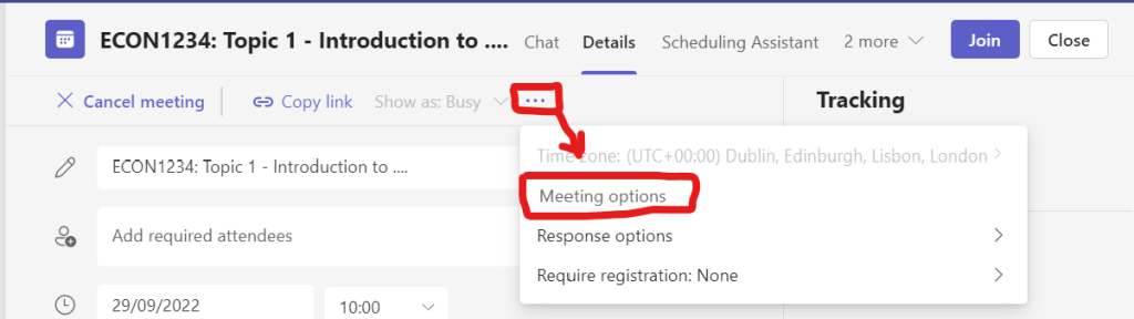 When th meeting window is open follow the link to Meeting options from the top meeting menu.