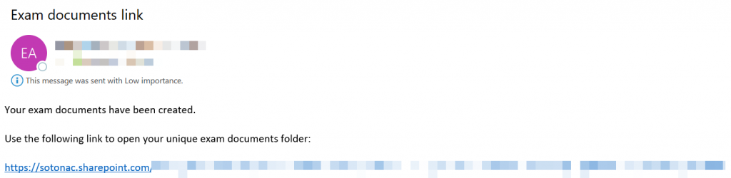 example of the mail you will receive containing the link