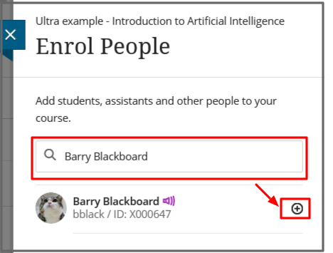 Type a name or username to search for a student and add them to the register.