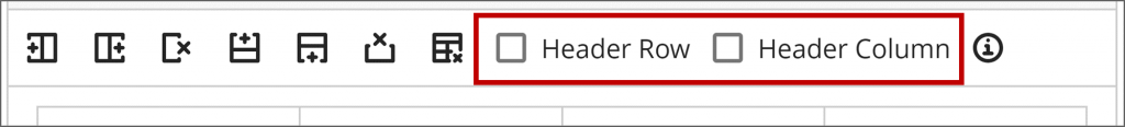 Blackboard Ultra Table header options for rows and columns.