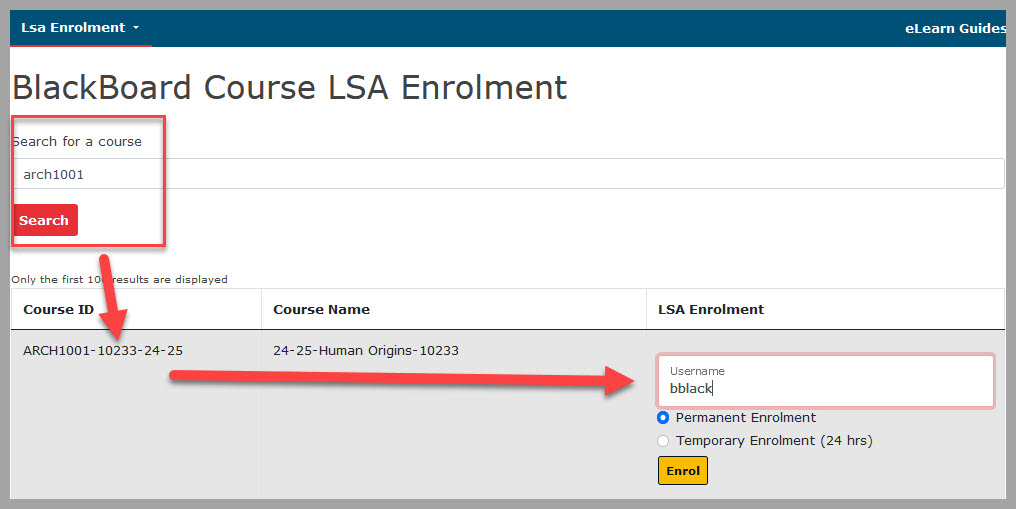 Screenshot showing steps for adding LSA to module