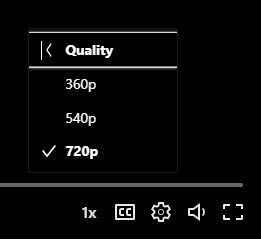 The video quality options of 360p, 540p or 720p