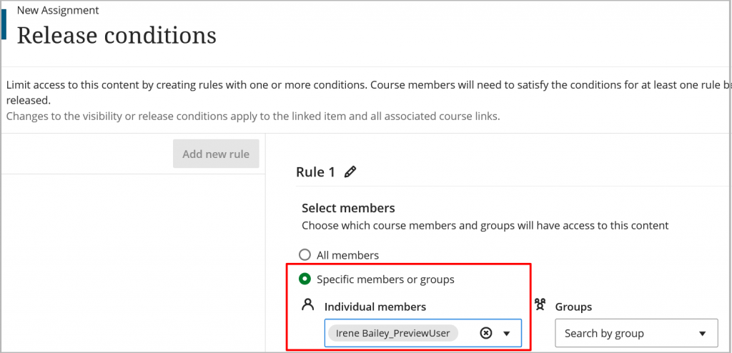 Search for and select your name in the list of Individual members. Your name will be followed by _PreviewUser.