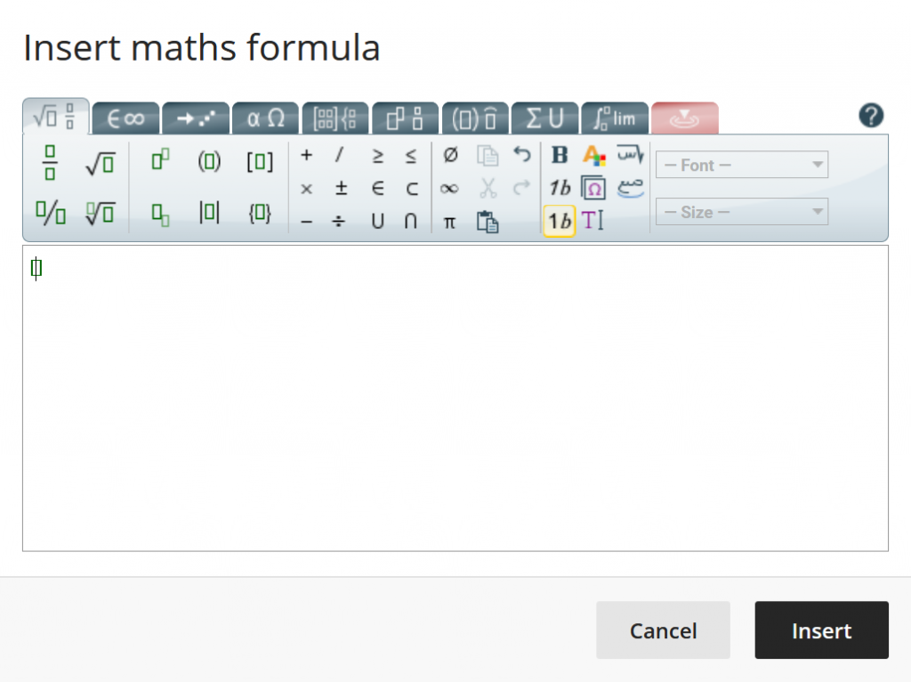 The Blackboard Math Editor user interface. 