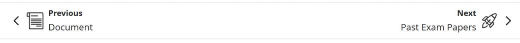 Screenshot of a Blackboard Ultra learning module top menu. An arrow for "previous" would take the student to a document, the arrow for "next" would take the student to Past Exam Papers (LTI content).
