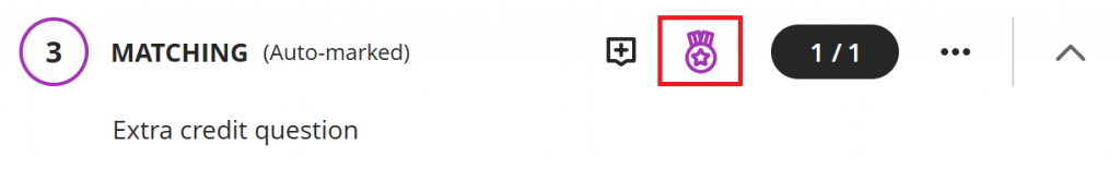 Test question with a purple badge icon to indicate the question is for extra credit.