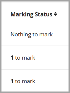 Screenshot of Marking Status in List view showing nothing to mark, 1 to mark, 1 to mark.
