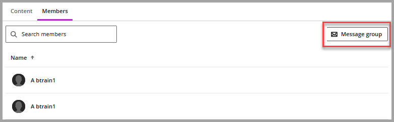 Screenshot of Group Members showing Message Group button highlighted.