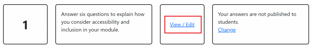 The first step row on the landing page, with the View / Edit link highlighted.