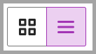 Screenshot of View buttons showing list view highlighted as chosen option.