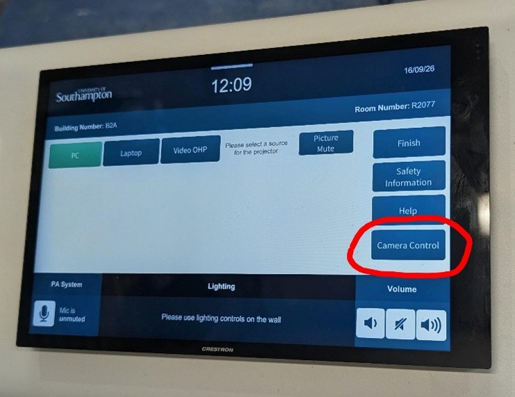The board cam camera control button, on the far right of the navigation.